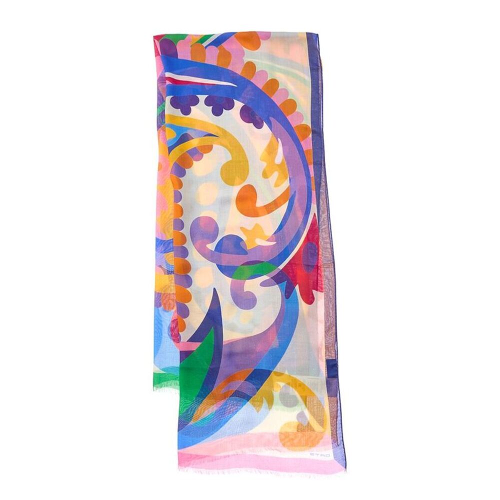 Etro Silk-Blend Scarf, Blue - Picture 2 of 3